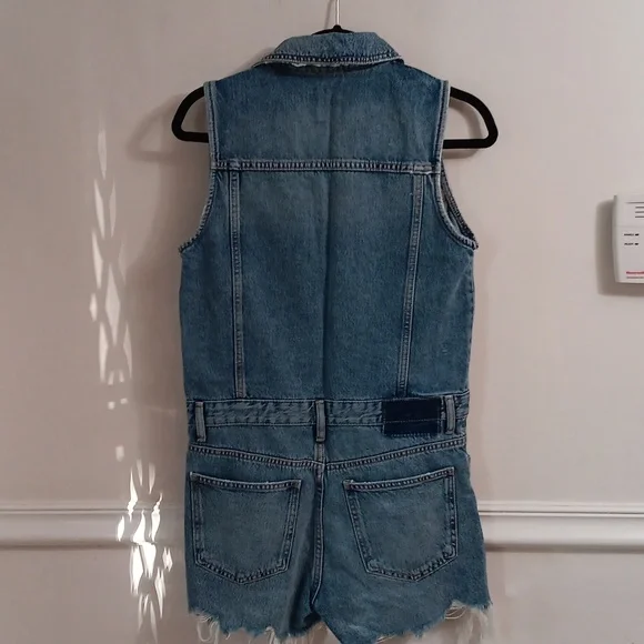 Zara Blue Denim Sleeveless Jumpsuit - Picture 3 of 3